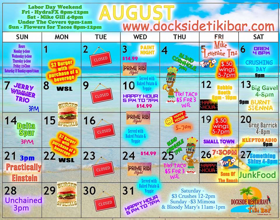 Colonial Beach Events Calendar
