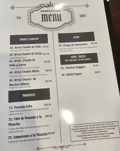 Margarita Restaurant Menu Page 1