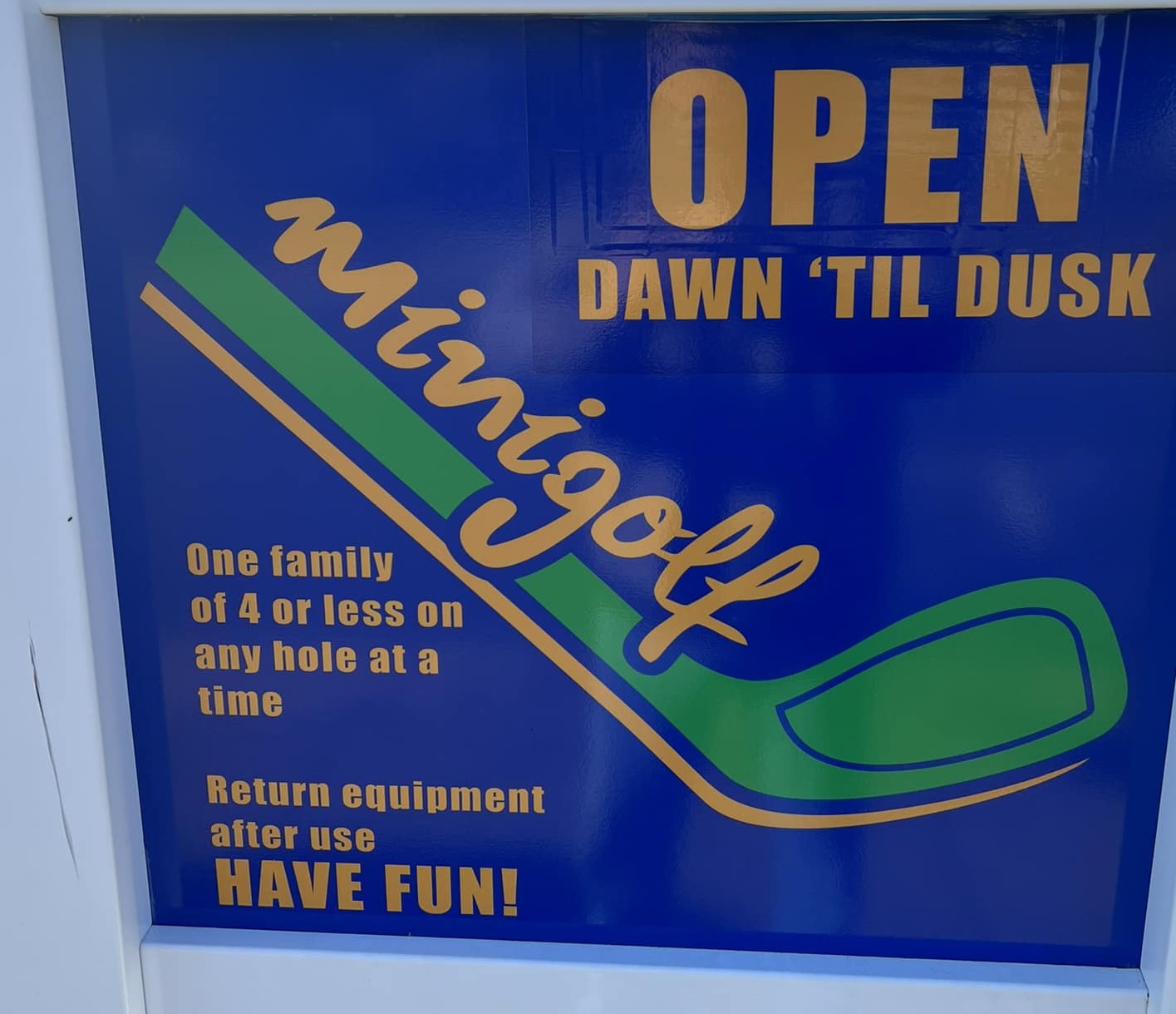 Mini Golf Sign at Washington Ave. Park
