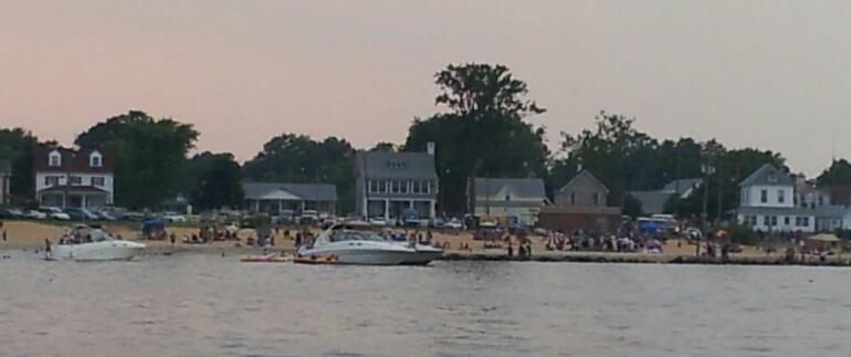 Boats Anchored Fireworks