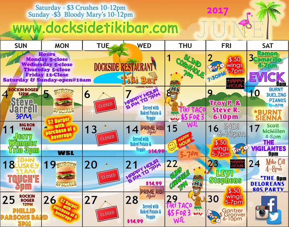 Dockside June 2017 calendar
