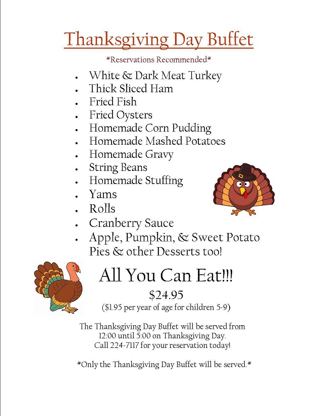 Wilkerson's Thanksgiving Menu