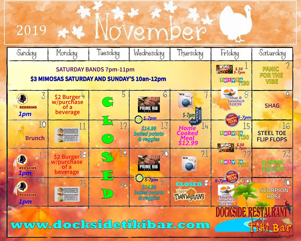 Dockside November 2019 events