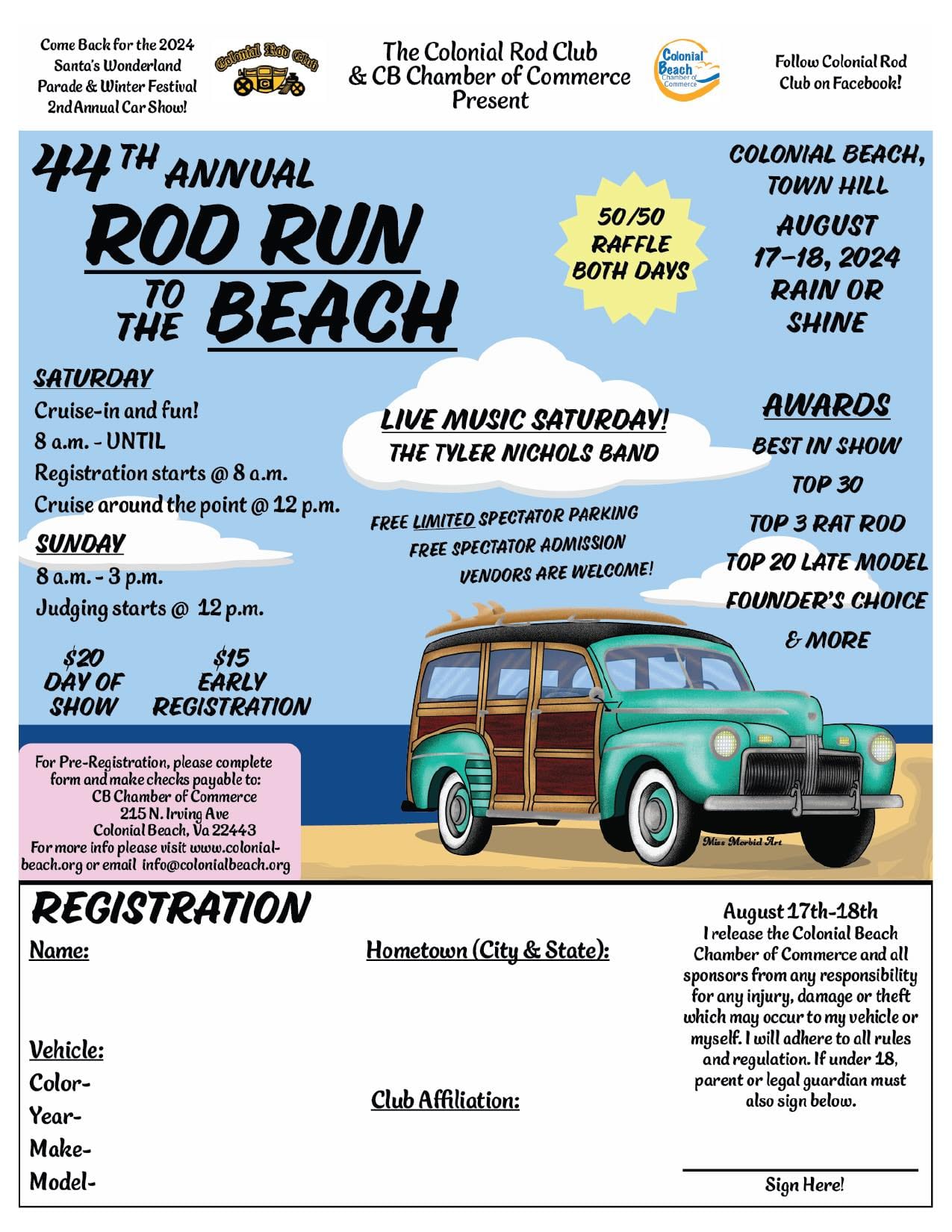 The Rod Run to the Beach - August 17-18, 2024