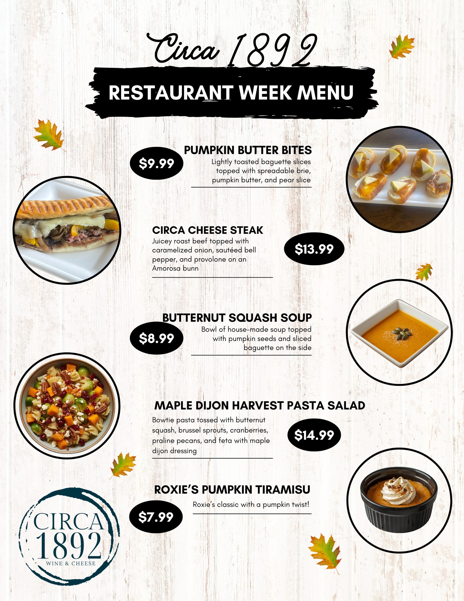 2025 Restaurant Week at Circa 1892 flyer 2025 Restaurant Week at Circa 1892 flyer