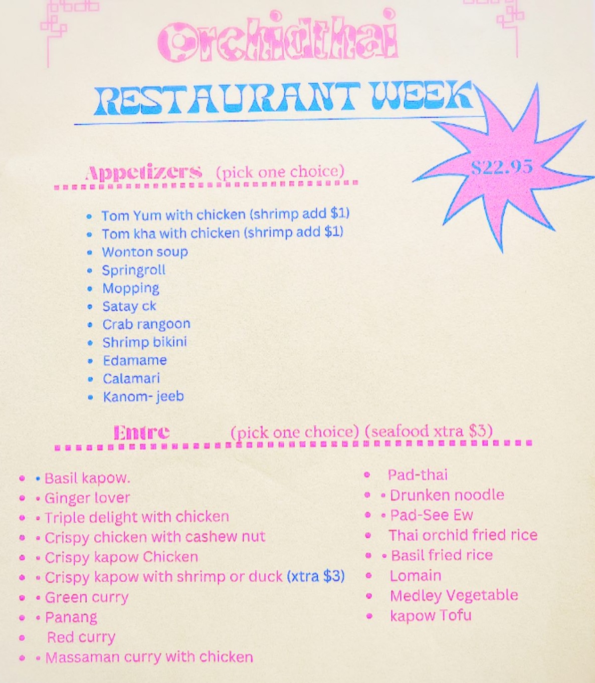 2025 Restaurant Week Orchid Thai Specials 2025 Restaurant Week Orchid Thai Specials