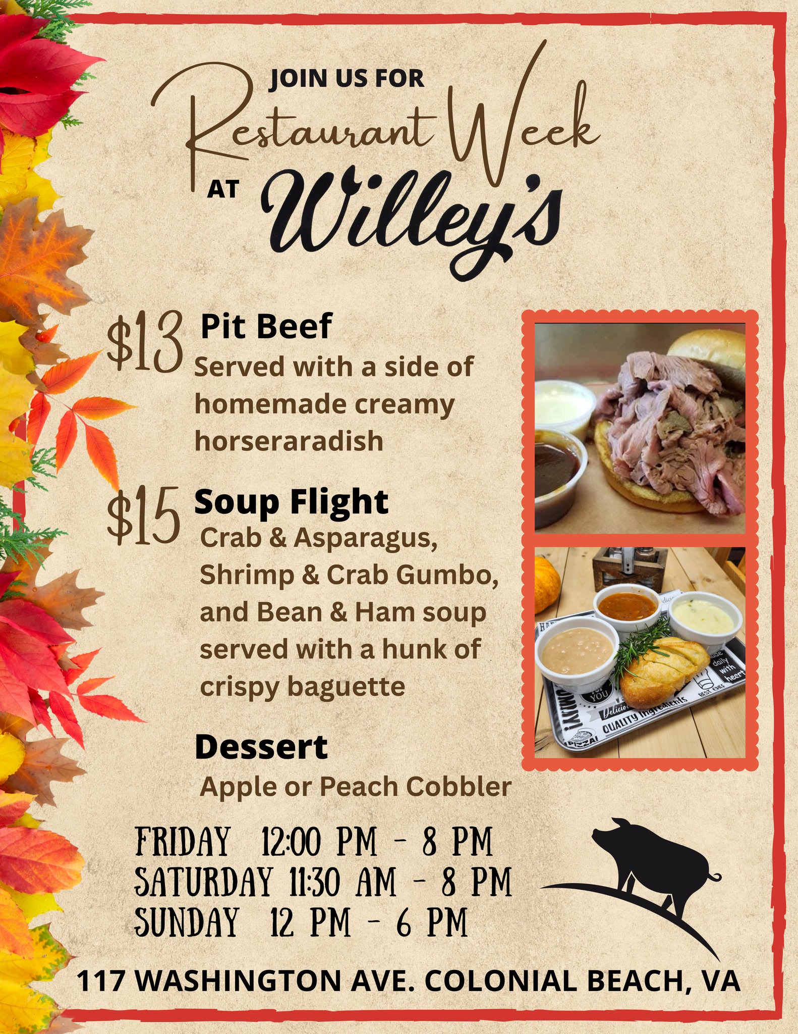 2025 Restaurant Week Willeys Flyer 2025 Restaurant Week Willeys Flyer
