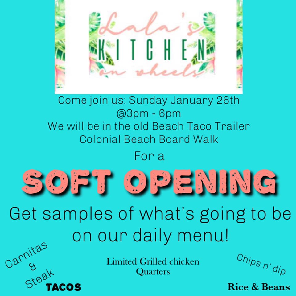 Lala's soft opening flyer