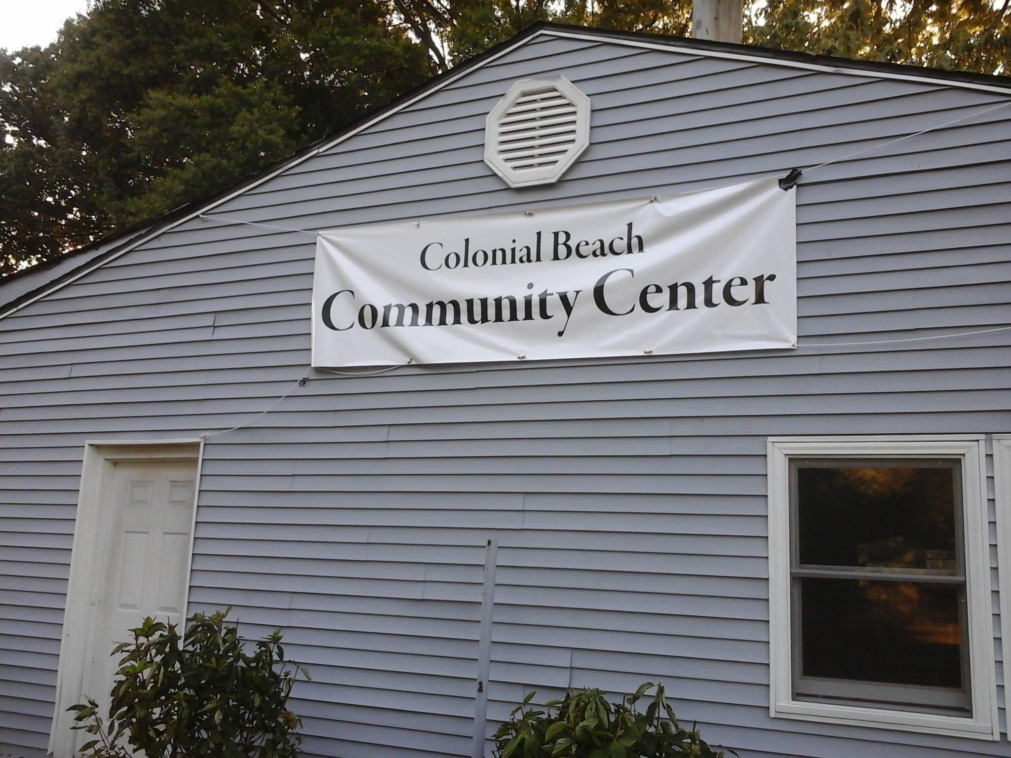 Colonial Beach Community Center plastic banner sign
