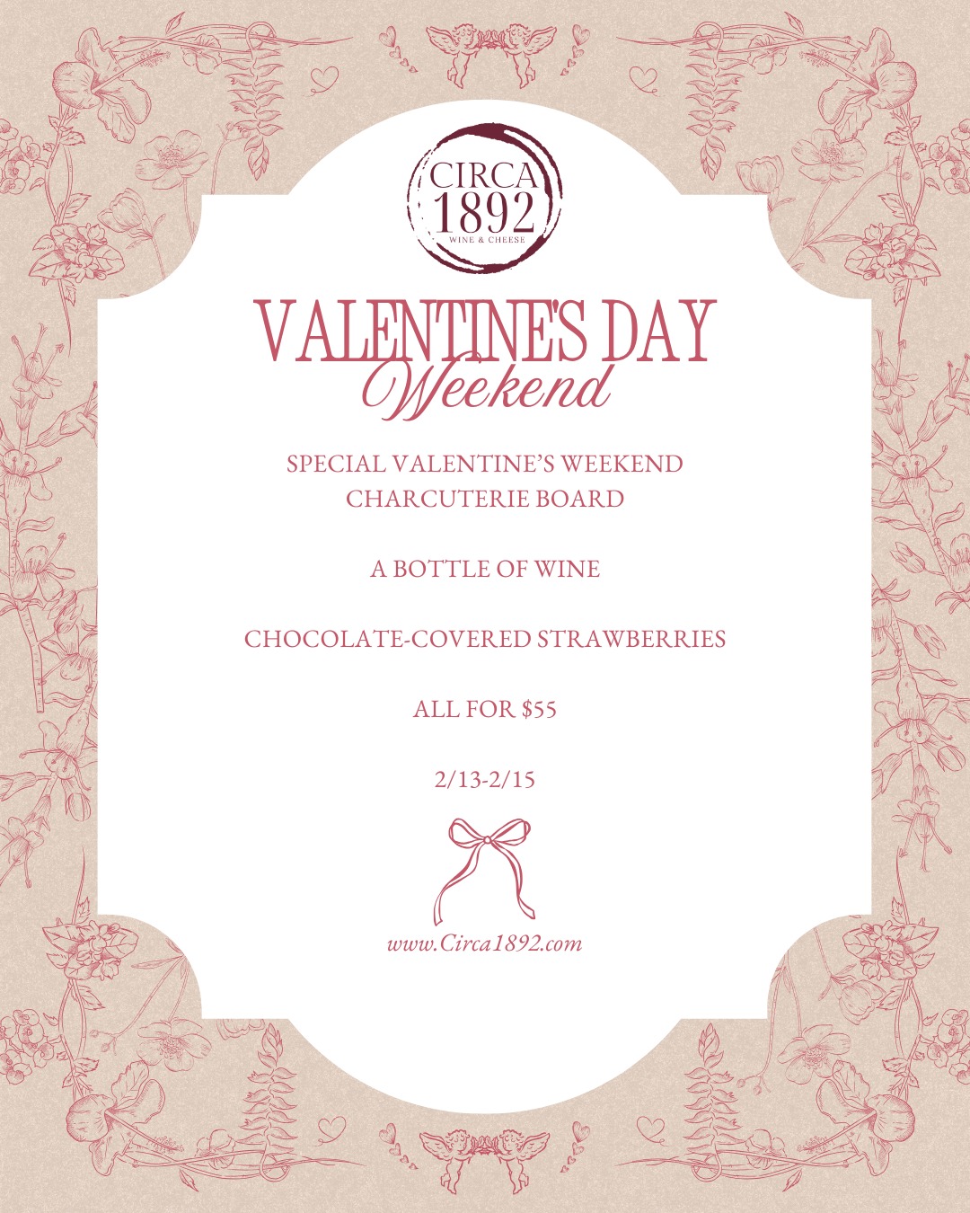 Circa 1892 Valentines Day Menu