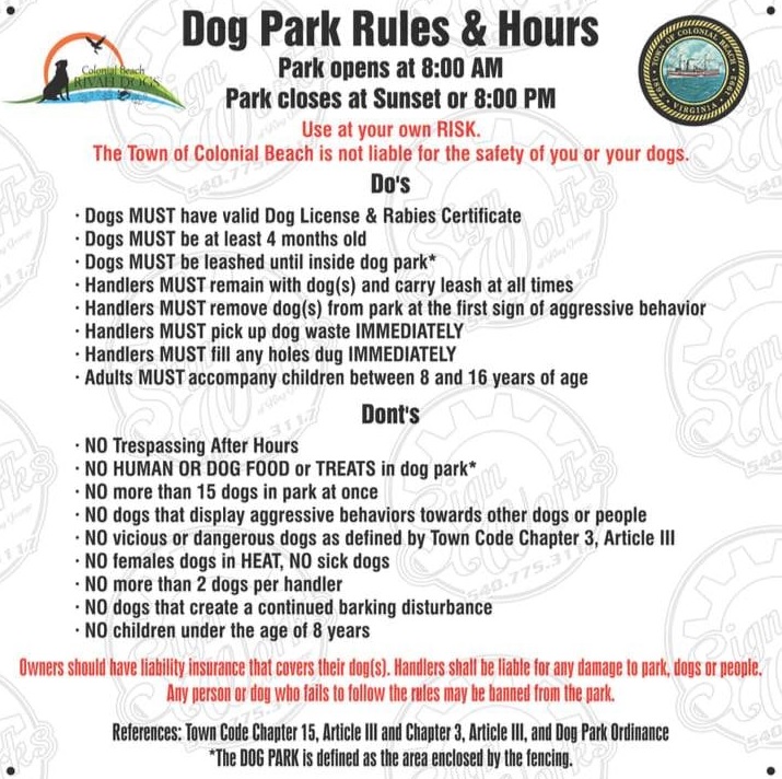 Dog Park Rules Sign
