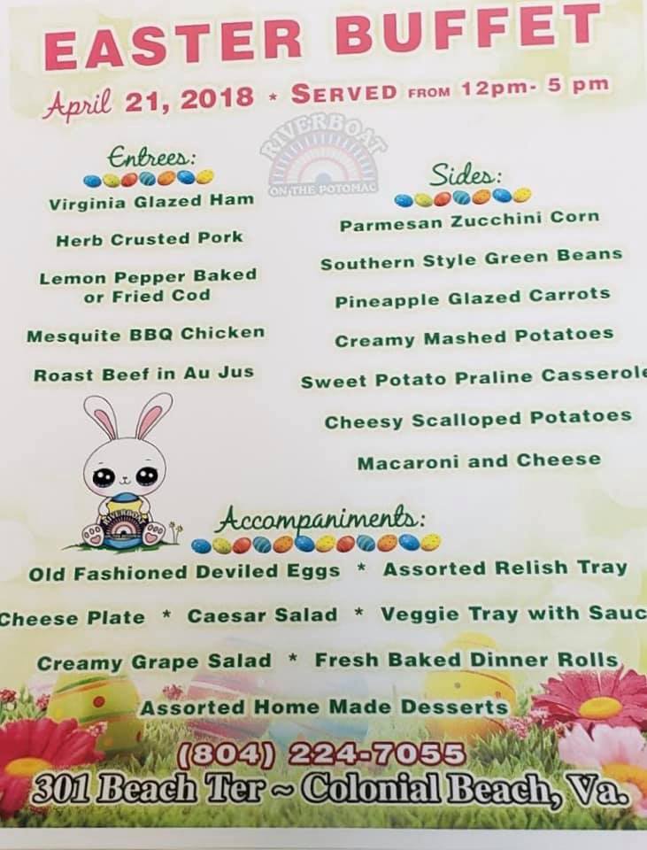 Riverboat Easter Buffet menu