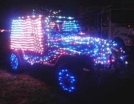 Lighted Jeep Parade American Flag