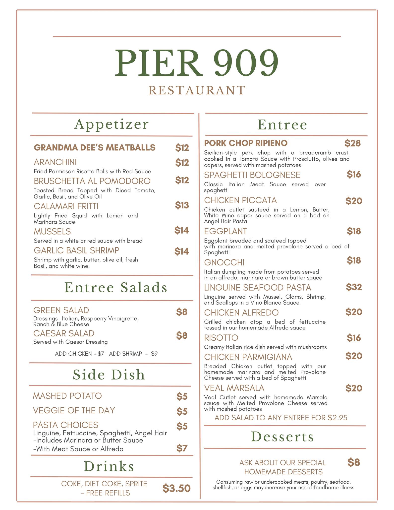 Pier 909 Menu Pier 909 Menu