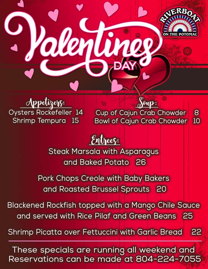 Riverboat's 2020 Valentine's Day menu