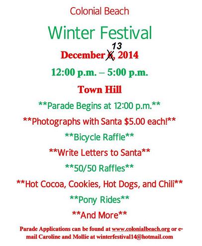 Winter Festival Rescheduled Dec. 13