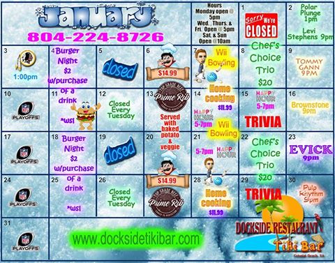 Dockside 2016 January Calendar