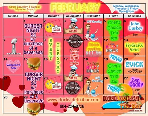 Dockside Feb. 2016 Calendar