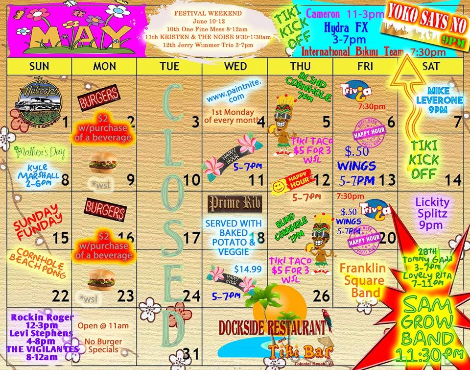 Dockside May Calendar