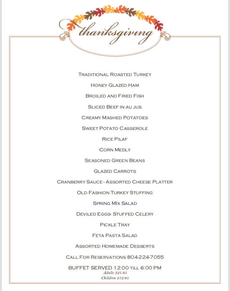 Thanksgiving menu