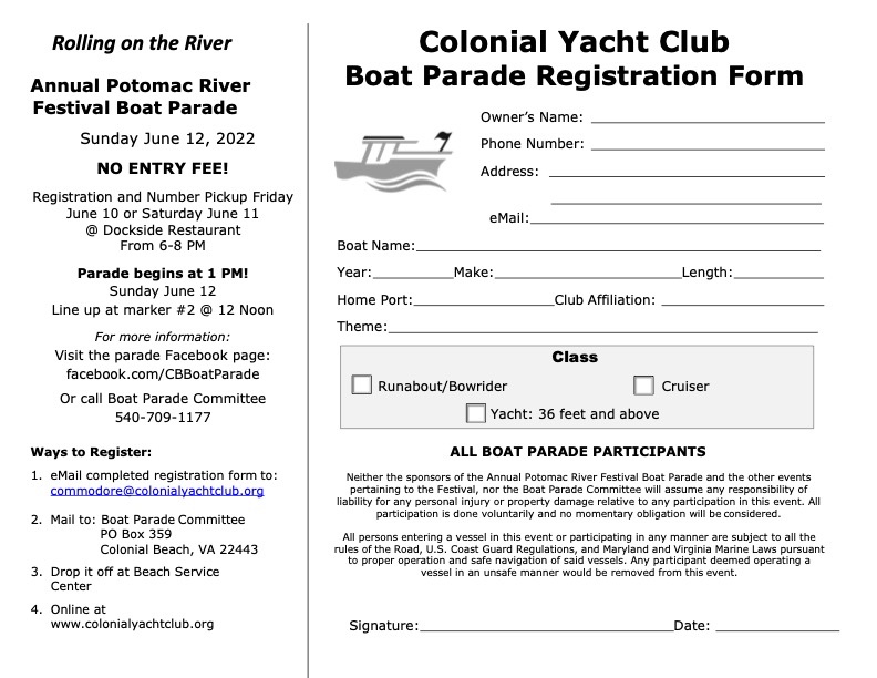 2022 Boat Parade Entry Form