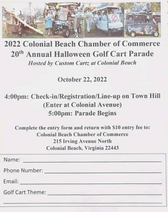 Golf Cart Parade Entry Form