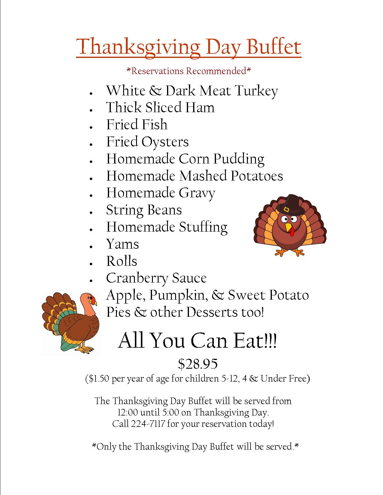 2022 Wilkerson's Thanksgiving Menu