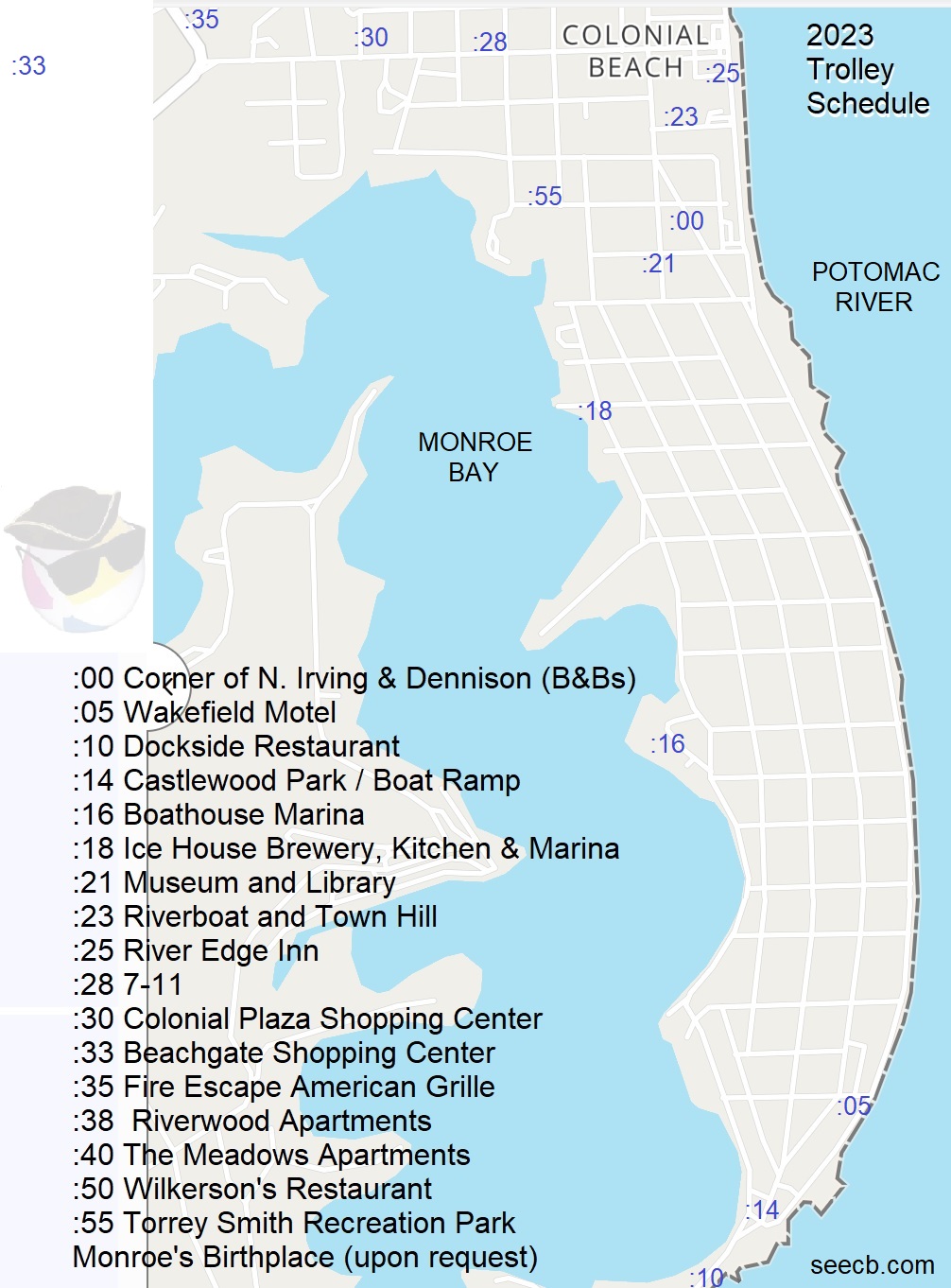 2023 Trolley Schedule Map