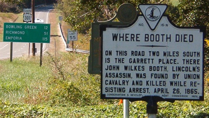 Where Booth Died roadside marker