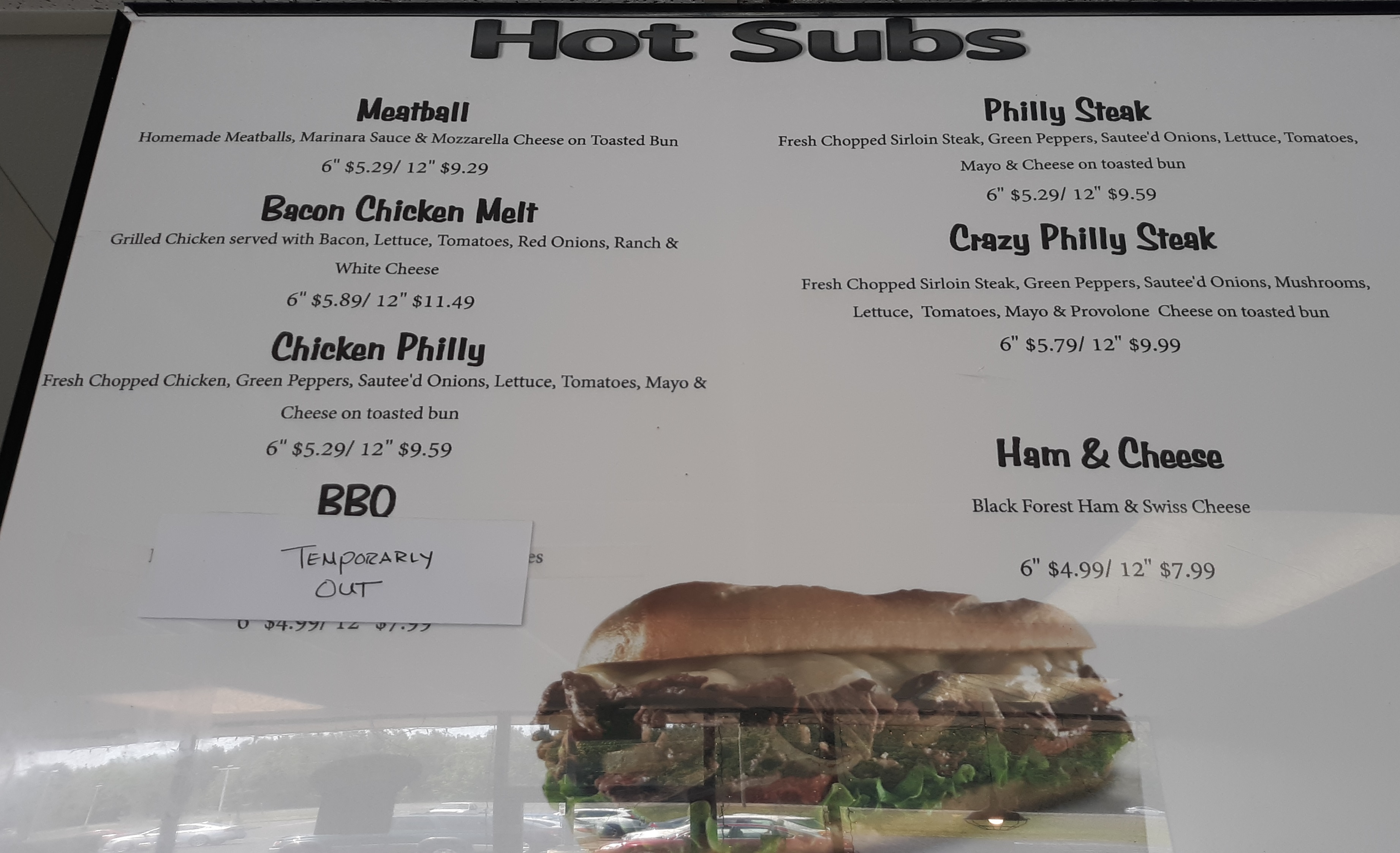 Crazy Jacks Hot Subs Menu