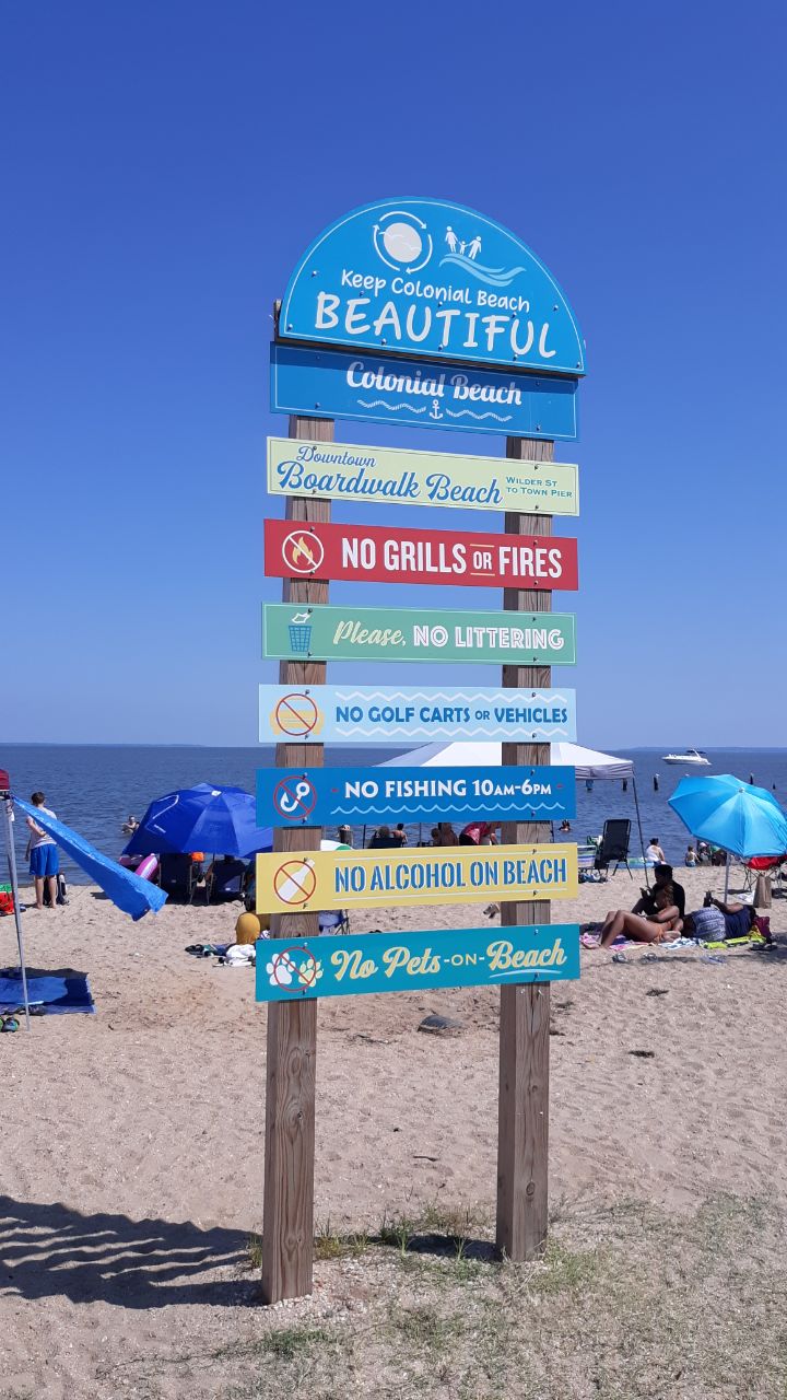 downtown boardwalk beach sign