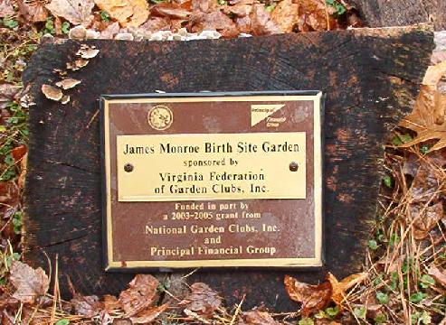 James Monroe Birthplace Garden Marker