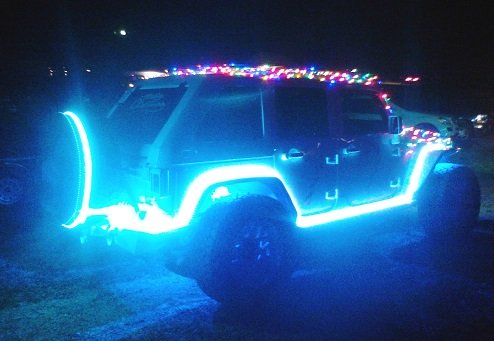 Lighted Jeep blue glow outline