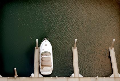Boat docked in slip