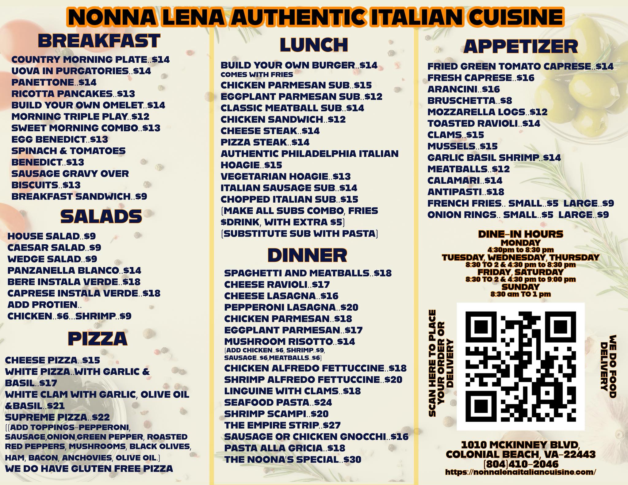 Nonna Lena Delivery Menu