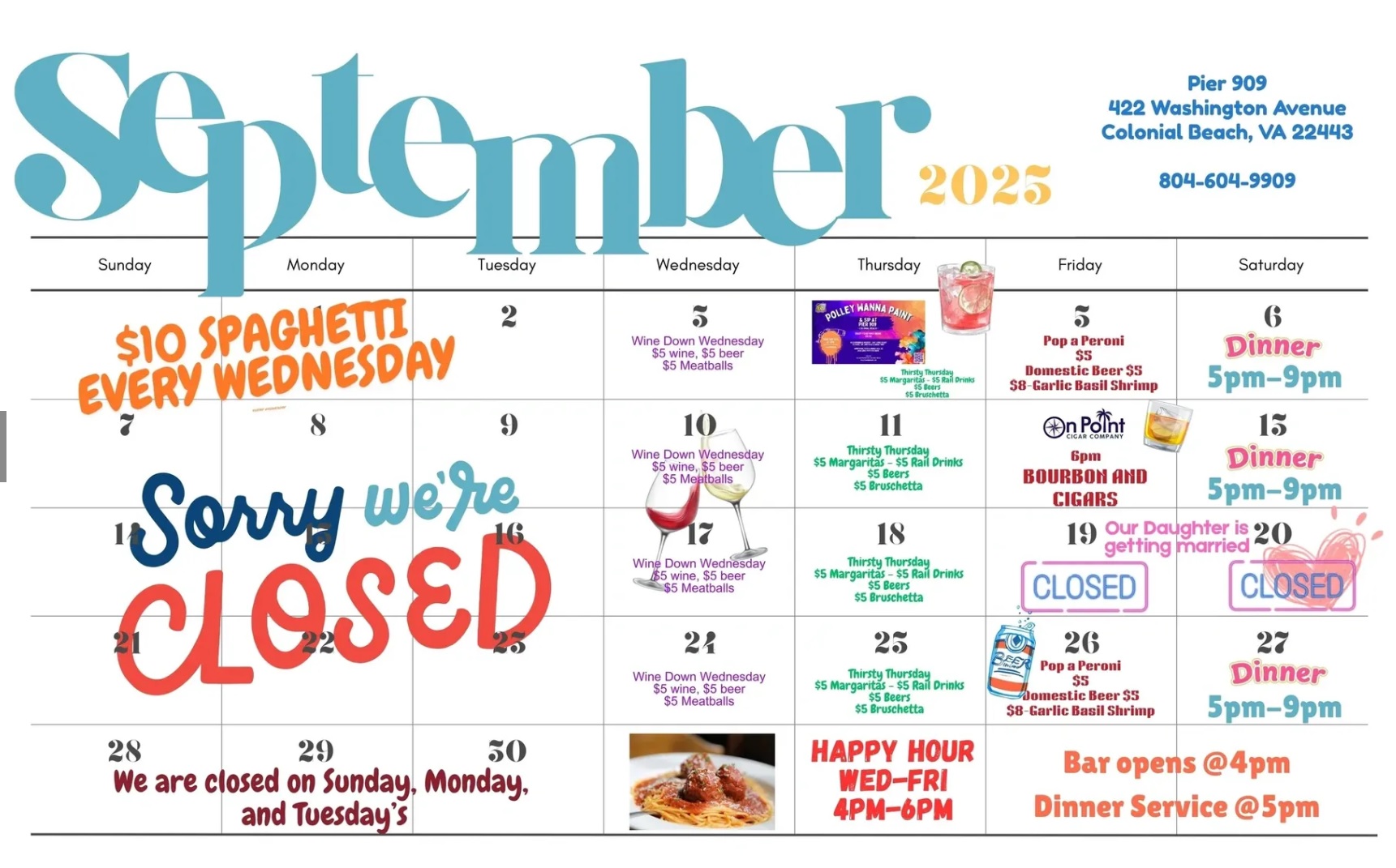 Ser 2025 Calendar for Pier 909